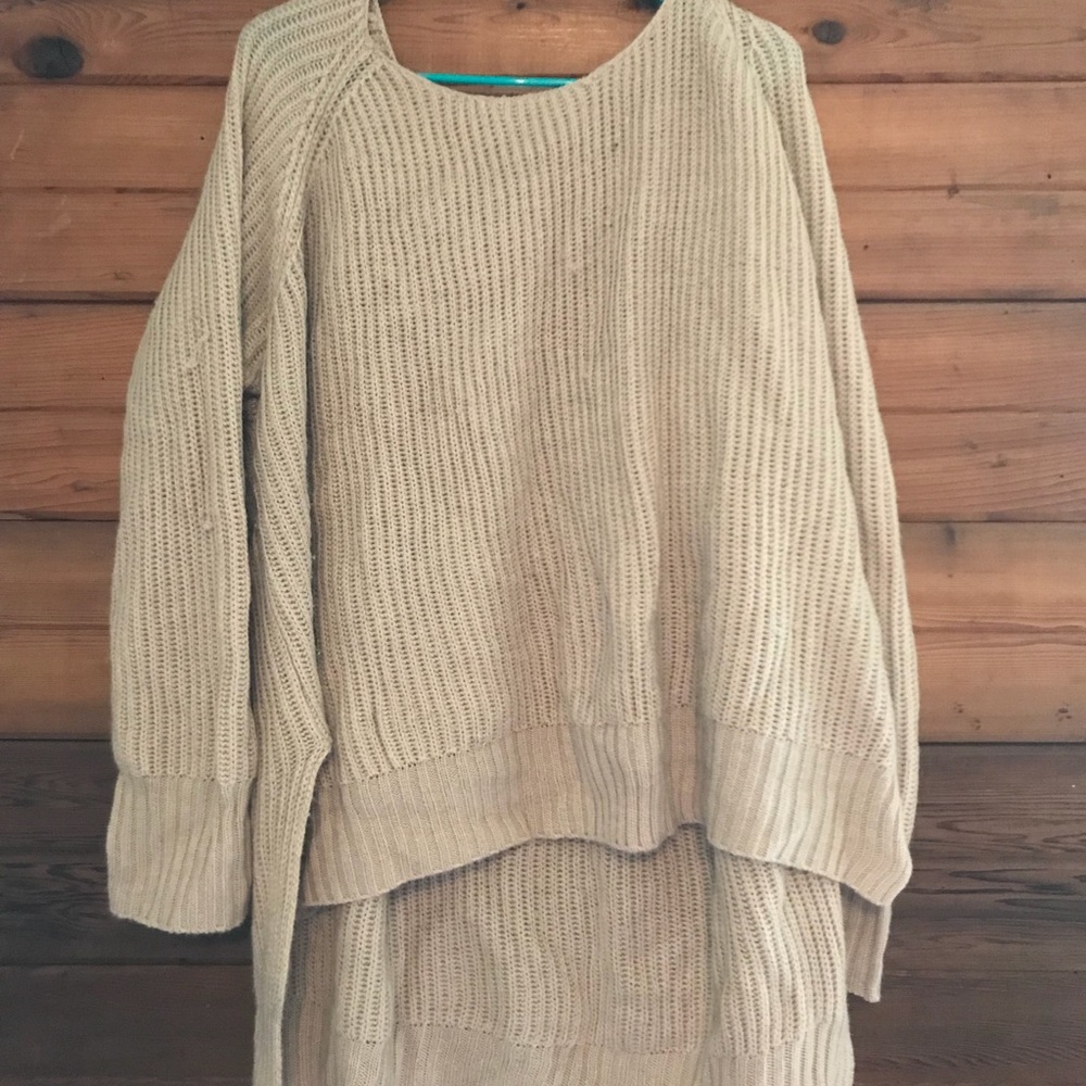 Tan high low sweater